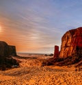 Aerial view of desert with rock formations in Algeria during sunset Royalty Free Stock Photo