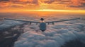 Dramatic Sunset Drone Flight Above Clouds Royalty Free Stock Photo