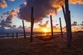 Sunset on the empty beach, Hjerting, Jutland, Denmark