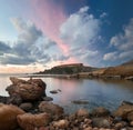 Dramatic sunset at the Gnejna bay, Malta