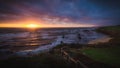 Dramatic sunset at Half Moon Bay beach Royalty Free Stock Photo