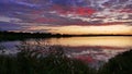 Dramatic sunset at a inland lake in Schleswig-Holstein Germany