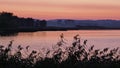 Dramatic sunset at a inland lake in Schleswig-Holstein Germany