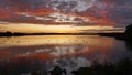 Dramatic sunset at a inland lake in Schleswig-Holstein Germany