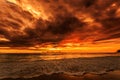 Dramatic Sunset in Karon beach, Phuket, Thailand Royalty Free Stock Photo
