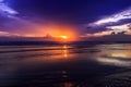 Dramatic Sunset in Kuta beach, Bali, Indonesia Royalty Free Stock Photo