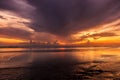 Dramatic Sunset in Kuta beach, Bali, Indonesia Royalty Free Stock Photo