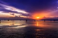 Dramatic Sunset in Kuta beach, Bali, Indonesia Royalty Free Stock Photo