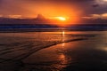 Dramatic Sunset in Kuta beach, Bali, Indonesia Royalty Free Stock Photo