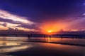 Dramatic Sunset in Kuta beach, Bali, Indonesia Royalty Free Stock Photo