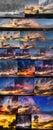 Dramatic sunset like fire in the sky with golden clouds collage Royalty Free Stock Photo