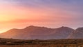 Dramatic sunset at mountain range, Mourne Mountains Royalty Free Stock Photo