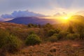 Dramatic sunset in a mountains