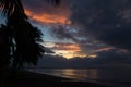 Dramatic sunset on the ocean . Fiji. Royalty Free Stock Photo