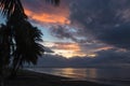 Dramatic sunset on the ocean . Fiji. Royalty Free Stock Photo