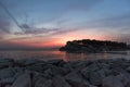 Dramatic sunset over the Adriatic sea. Makarska Riviera, Croatia Royalty Free Stock Photo