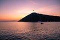 Dramatic sunset over the Aegean sea, Gumusluk, Bodrum Royalty Free Stock Photo