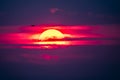 Dramatic sunset over Anglesey in Wales seen from Caernarfon - United Kingdom