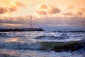 Dramatic sunset over the Baltic sea at winter. Royalty Free Stock Photo