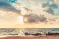 Dramatic sunset over beach Royalty Free Stock Photo