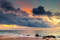 Dramatic sunset over beach Royalty Free Stock Photo