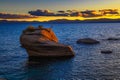 Dramatic sunset over the Bonsai Rock of Lake Tahoe, Nevada Royalty Free Stock Photo