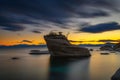 Dramatic sunset over the Bonsai Rock of Lake Tahoe, Nevada Royalty Free Stock Photo