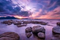 Dramatic sunset over Calvi bay in Corsica Royalty Free Stock Photo