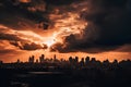 Dramatic sunset over the city of Kuala Lumpur, Malaysia.