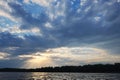 Dramatic sunset over Danube River Royalty Free Stock Photo