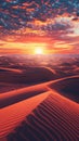 Dramatic sunset over desert dunes Royalty Free Stock Photo