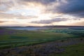 Dramatic sunset over the hills of the Peak District Royalty Free Stock Photo