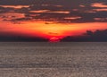 Red and beautiful sunset over lake erie Royalty Free Stock Photo