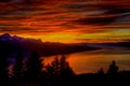 Dramatic Sunset over lake Geneva Royalty Free Stock Photo