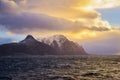 Dramatic sunset over Lofoten Islands, Norway Royalty Free Stock Photo