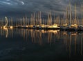 Dramatic sunset over marina Royalty Free Stock Photo