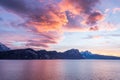 Vitznau, Lucerne. Clouds in the sunset light