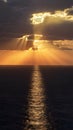 Dramatic sunset over North Sea bathed in golden sunbeams Royalty Free Stock Photo