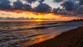 Dramatic sunset over ocean. Sky with clouds Royalty Free Stock Photo