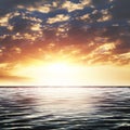 Dramatic sunset over ocean surface Royalty Free Stock Photo