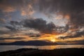 Dramatic Sunset Over Orcas Island, Washington. Royalty Free Stock Photo