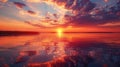 Dramatic sunset over pristine lake Royalty Free Stock Photo