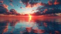 Dramatic sunset over pristine lake Royalty Free Stock Photo