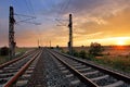 Dramatic sunset over railroad Royalty Free Stock Photo