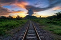 Dramatic sunset over railroad Royalty Free Stock Photo