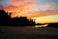 Dramatic Pacific Sunset over Remote Beach on Flores Island, Clayoquot Sound, British Columbia, Canada Royalty Free Stock Photo