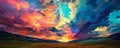 Dramatic sunset over rolling hills Royalty Free Stock Photo