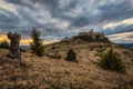Dramatic sunset over the ruins of Spis Castle in Slovakia Royalty Free Stock Photo