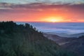 Dramatic Sunset over Santa Cruz Mountains and the Pacific Ocean Royalty Free Stock Photo