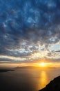 Dramatic sunset over Santorini caldera sea Royalty Free Stock Photo